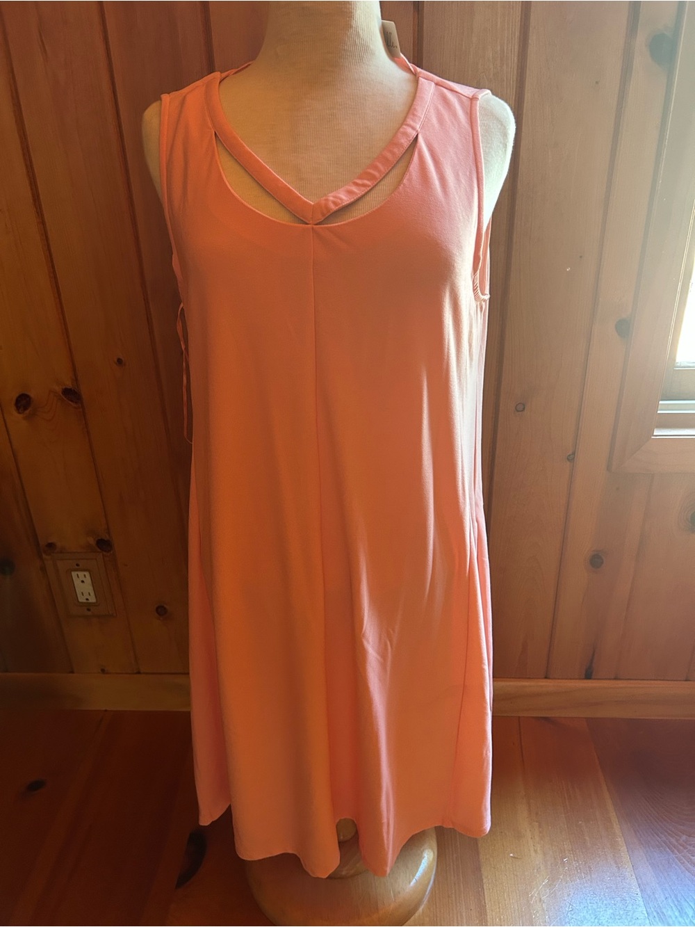 Simply Noelle Coral V-Neck Sleeveless Dress